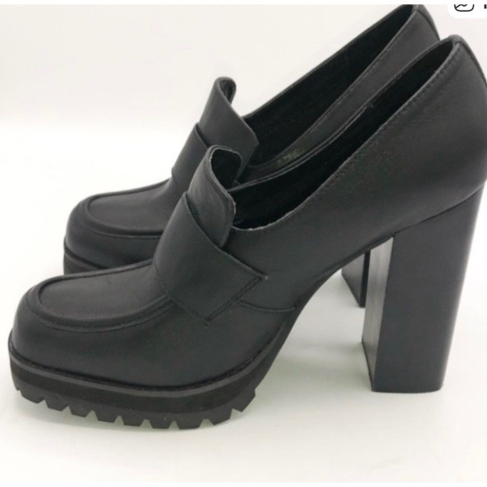 Steve Madden Black Chunky Platform Loafers Heels